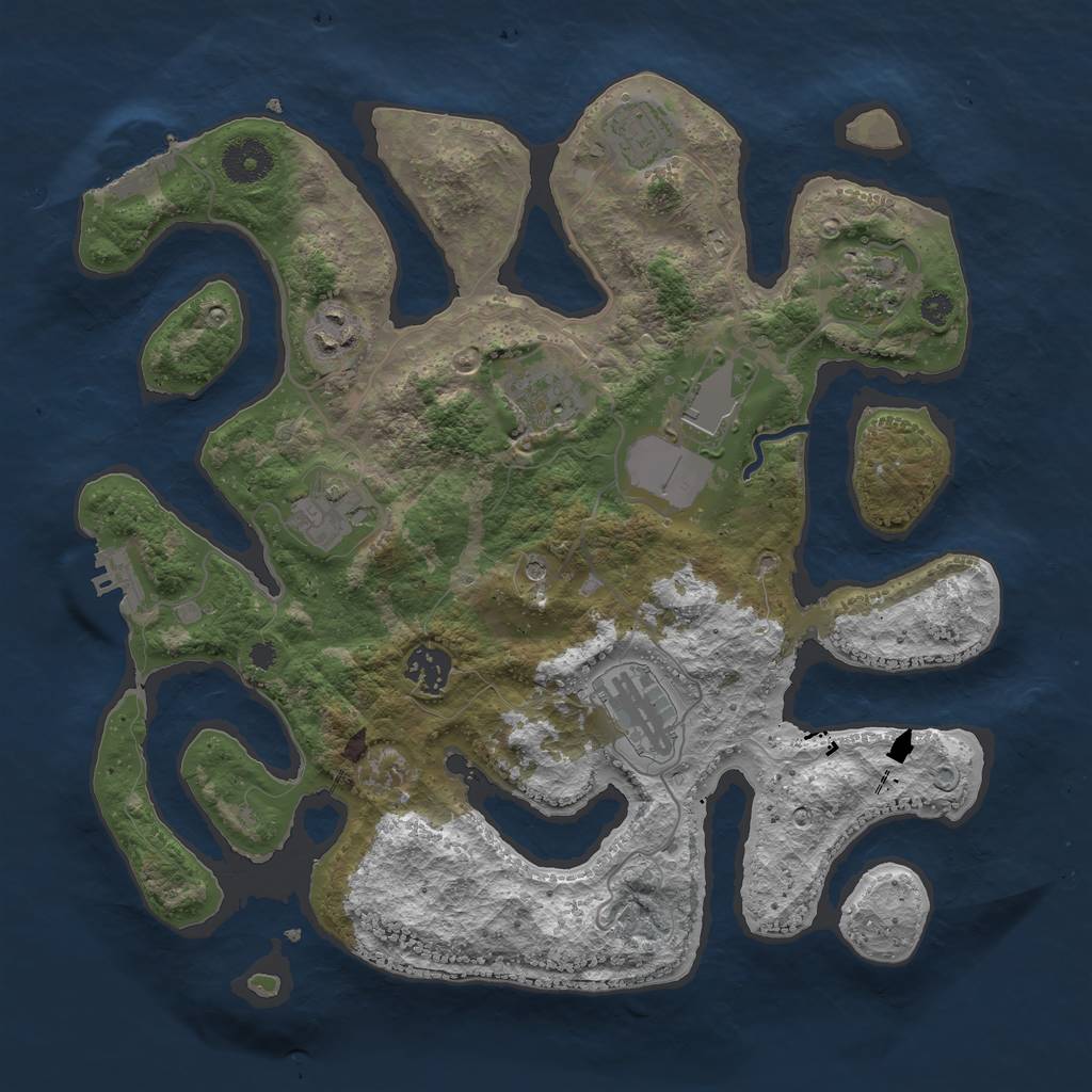 Rust Map: Procedural Map, Size: 3500, Seed: 833649552, 13 Monuments
