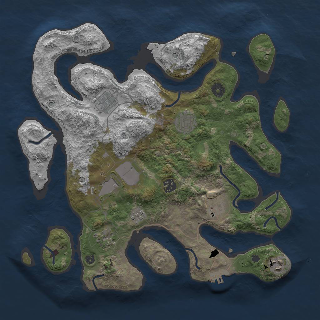 Rust Map: Procedural Map, Size: 3500, Seed: 28144, 12 Monuments