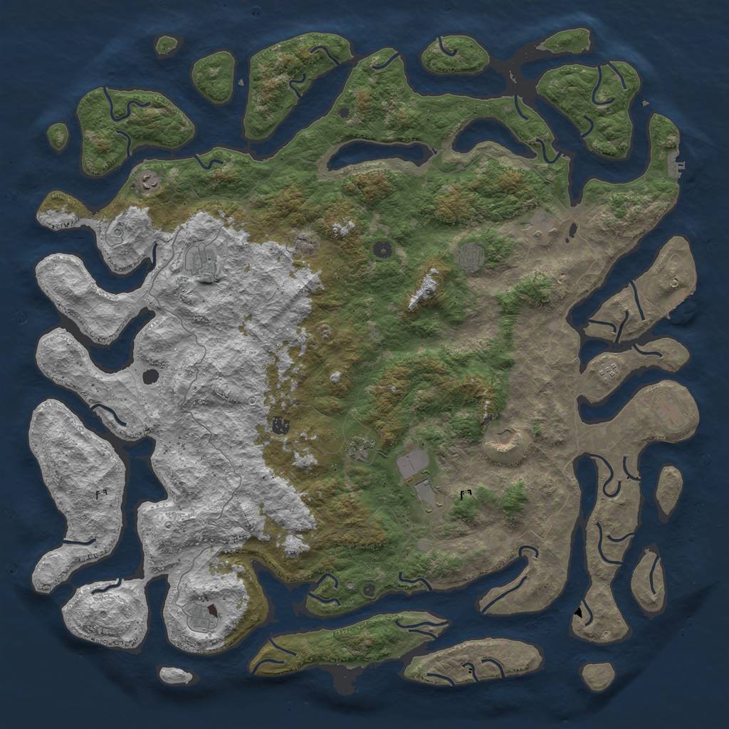 Rust Map: Procedural Map, Size: 6000, Seed: 878868148, 16 Monuments