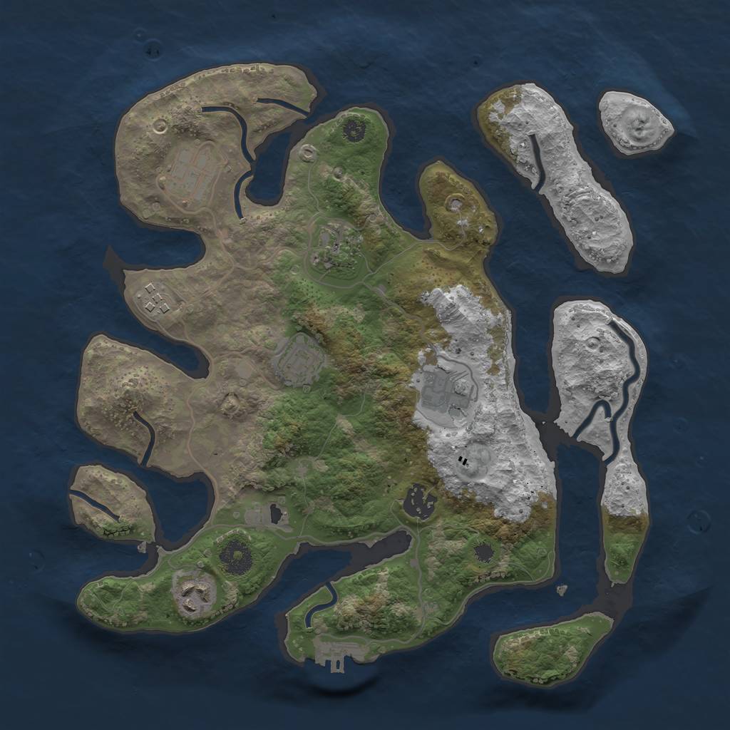 Rust Map: Procedural Map, Size: 3300, Seed: 1991756600, 10 Monuments