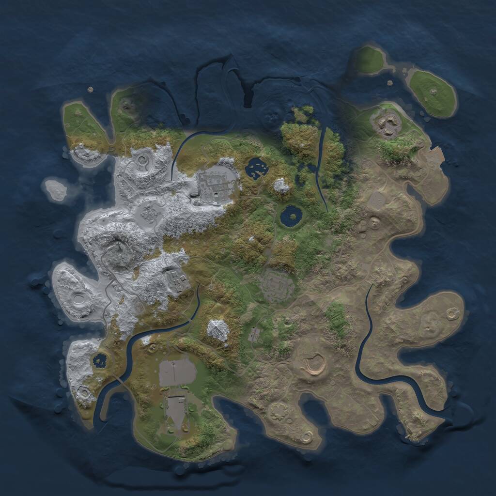 Rust Map: Procedural Map, Size: 3500, Seed: 2054695, 11 Monuments