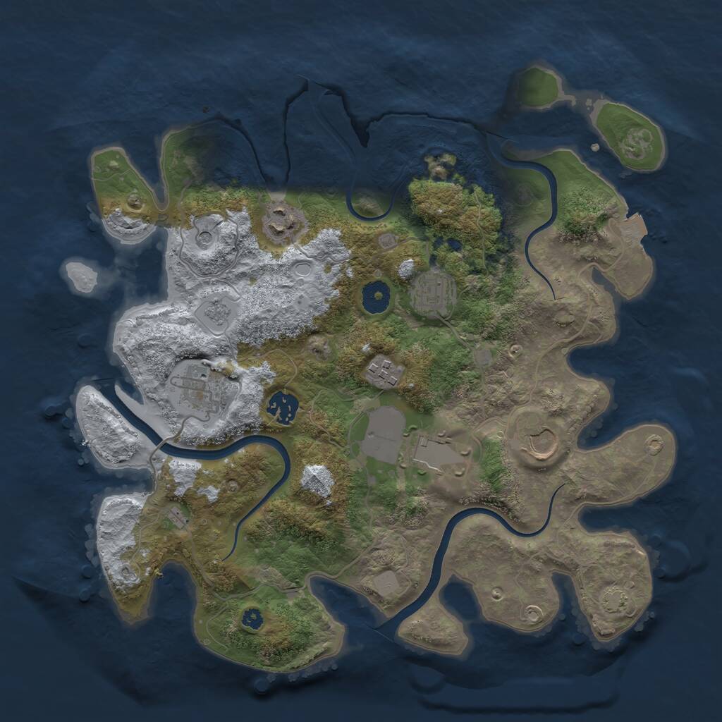 Rust Map: Procedural Map, Size: 3500, Seed: 2054695, 11 Monuments