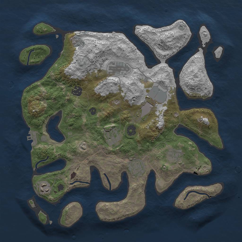 Rust Map: Procedural Map, Size: 3500, Seed: 16152, 12 Monuments