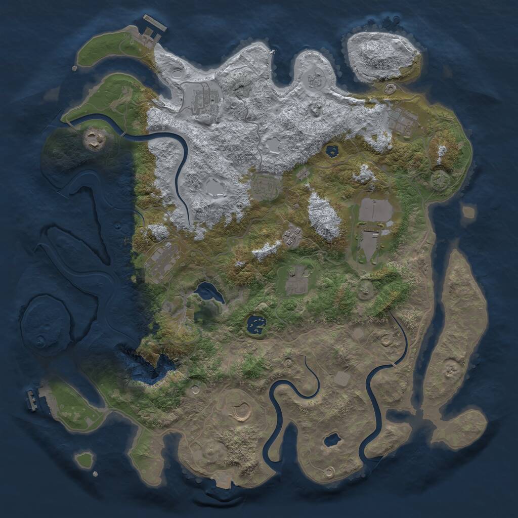 Rust Map: Procedural Map, Size: 4050, Seed: 1479801804, 16 Monuments