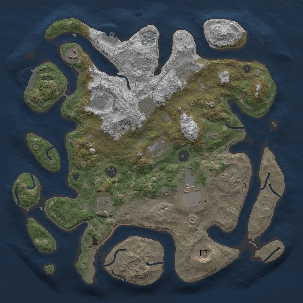 Rust Map: Procedural Map, Size: 4050, Seed: 1479801804, 16 Monuments