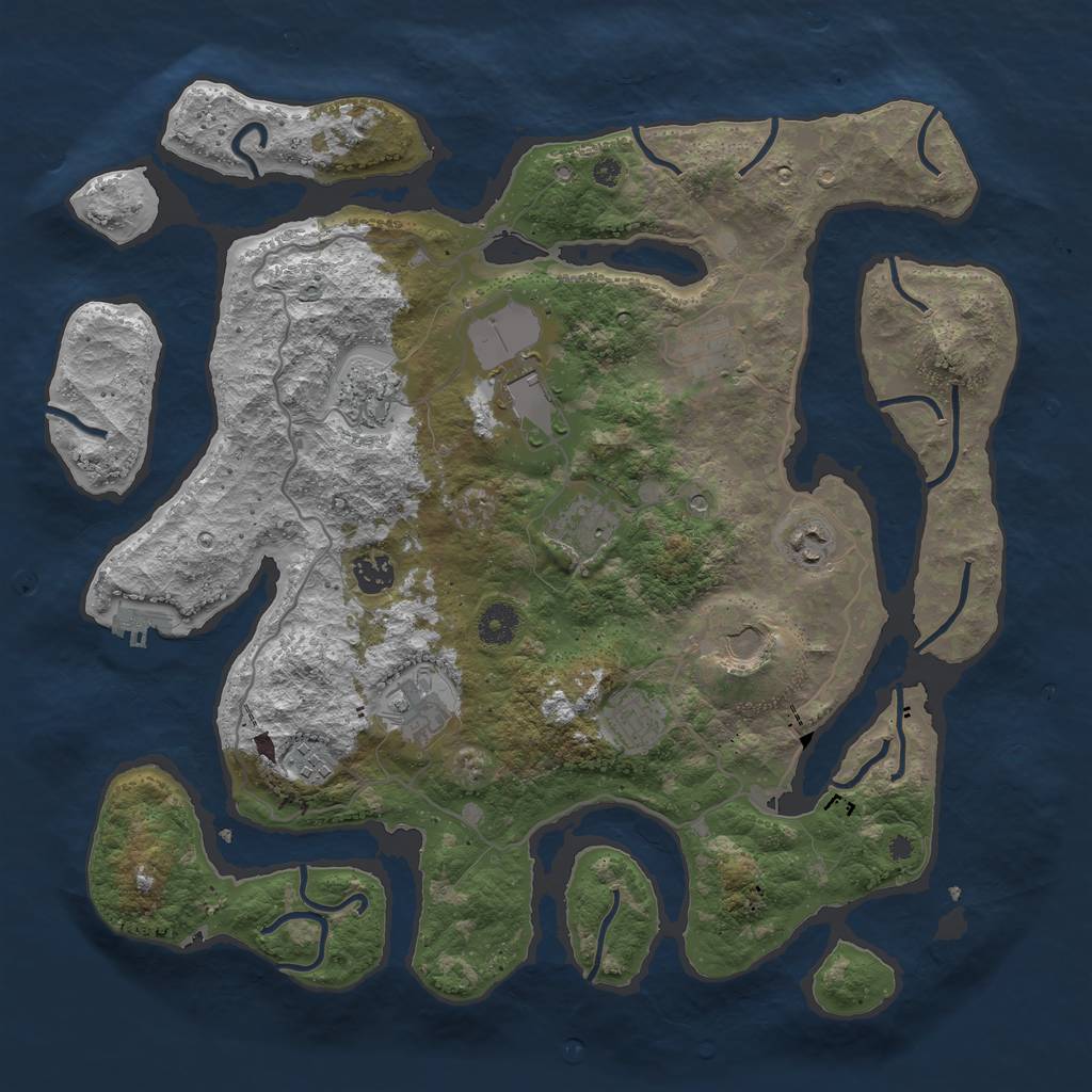 Rust Map: Procedural Map, Size: 4000, Seed: 180135, 14 Monuments