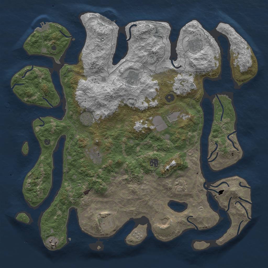 Rust Map: Procedural Map, Size: 4500, Seed: 2027, 16 Monuments