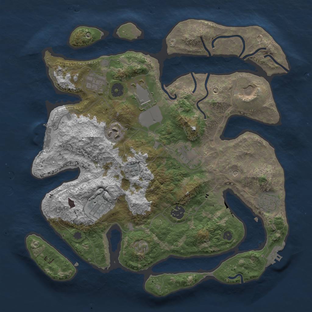 Rust Map: Procedural Map, Size: 3500, Seed: 312204542, 14 Monuments