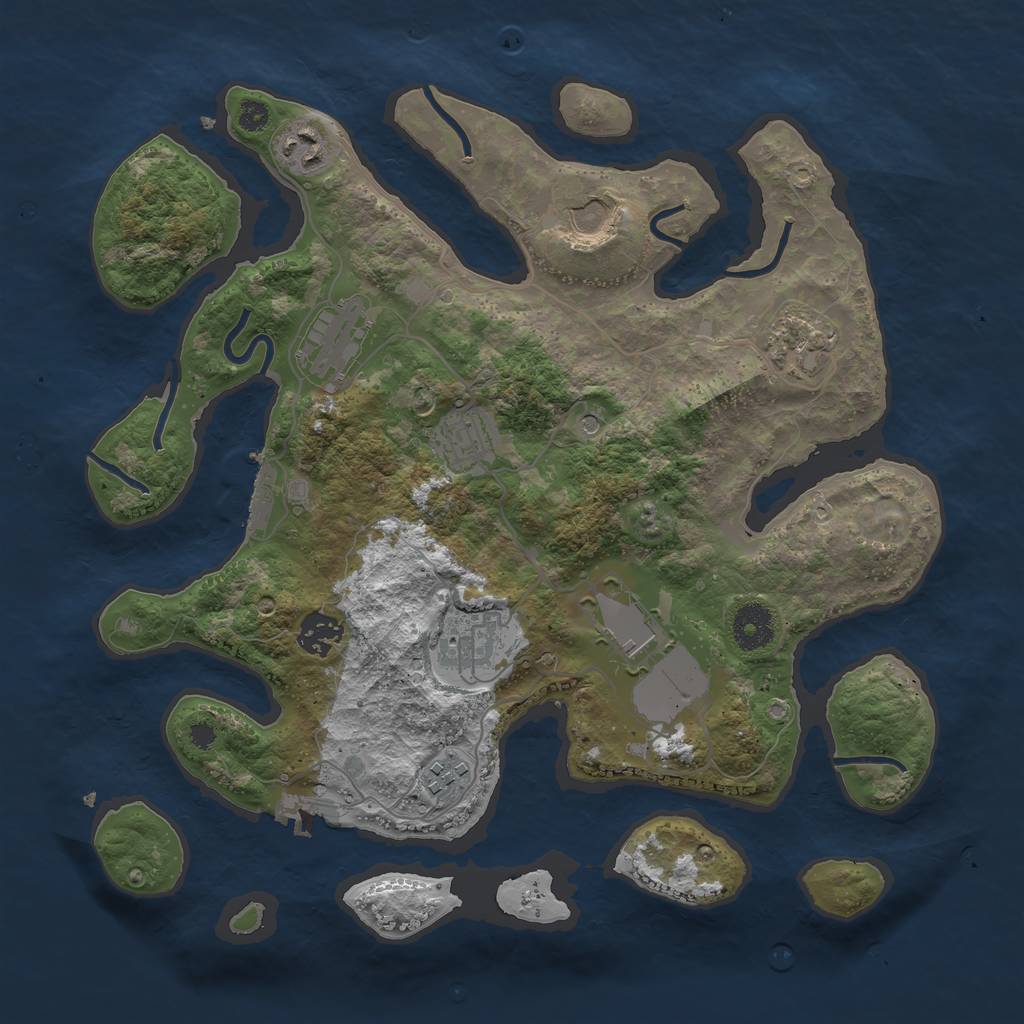 Rust Map: Procedural Map, Size: 3500, Seed: 929426507, 14 Monuments