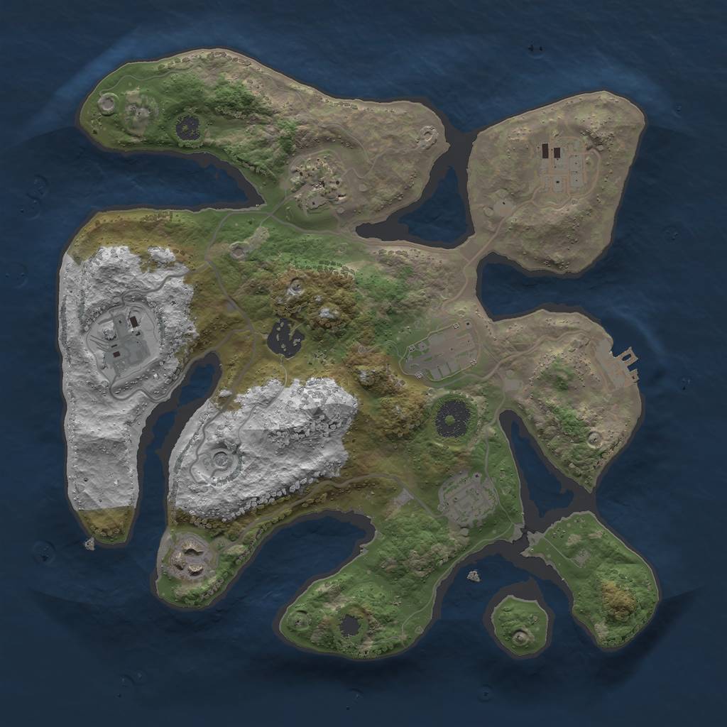 Rust Map: Procedural Map, Size: 3000, Seed: 1876740849, 11 Monuments
