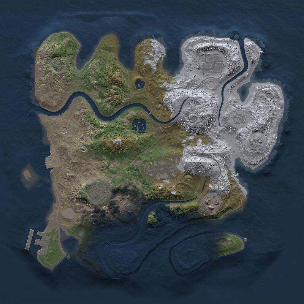 Rust Map: Procedural Map, Size: 3000, Seed: 1856451429, 11 Monuments