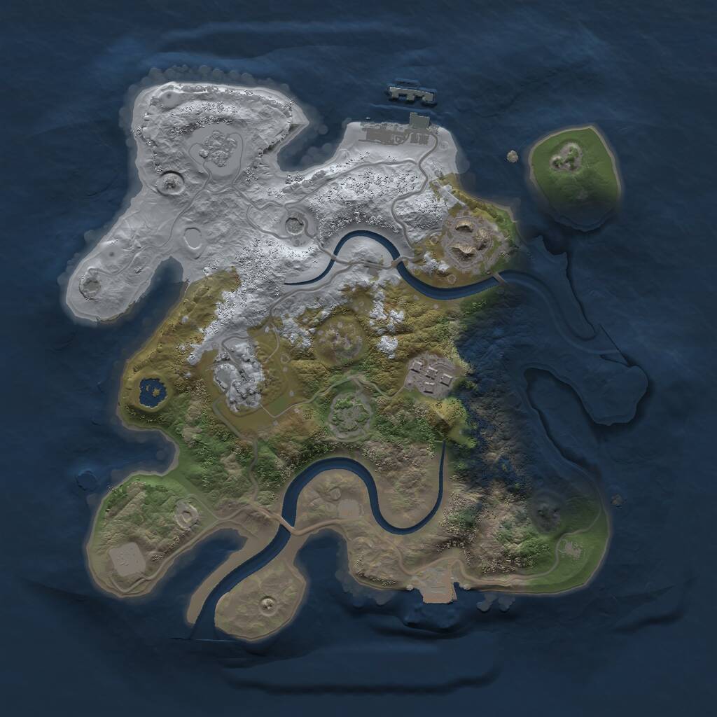 Rust Map: Procedural Map, Size: 2500, Seed: 414, 8 Monuments