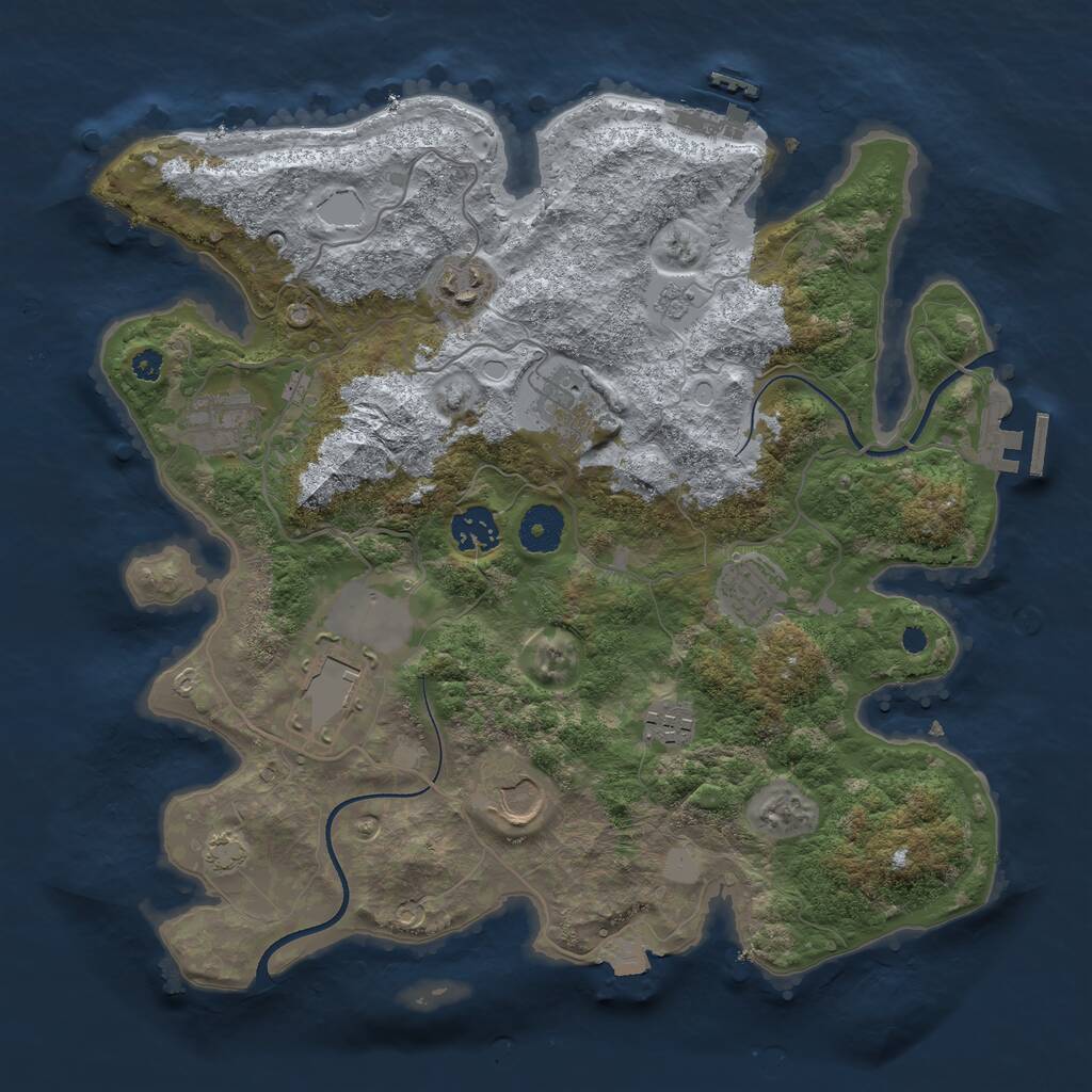 Rust Map: Procedural Map, Size: 3507, Seed: 498619, 13 Monuments