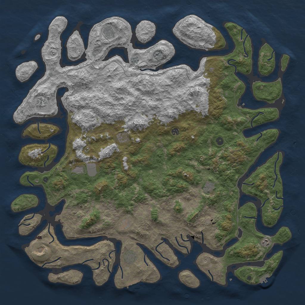 Rust Map: Procedural Map, Size: 6000, Seed: 760436844, 16 Monuments