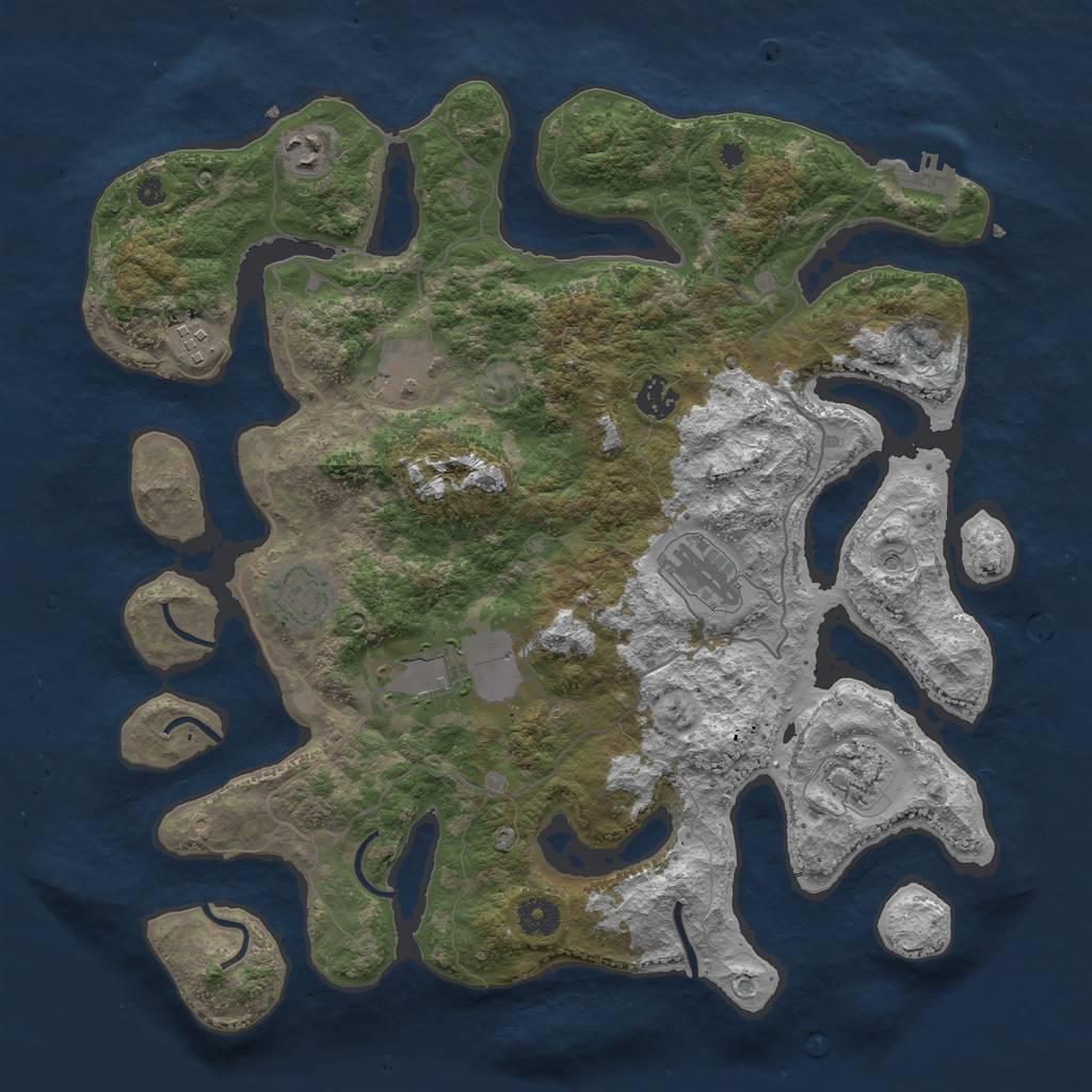 Rust Map: Procedural Map, Size: 4000, Seed: 2053346010, 12 Monuments