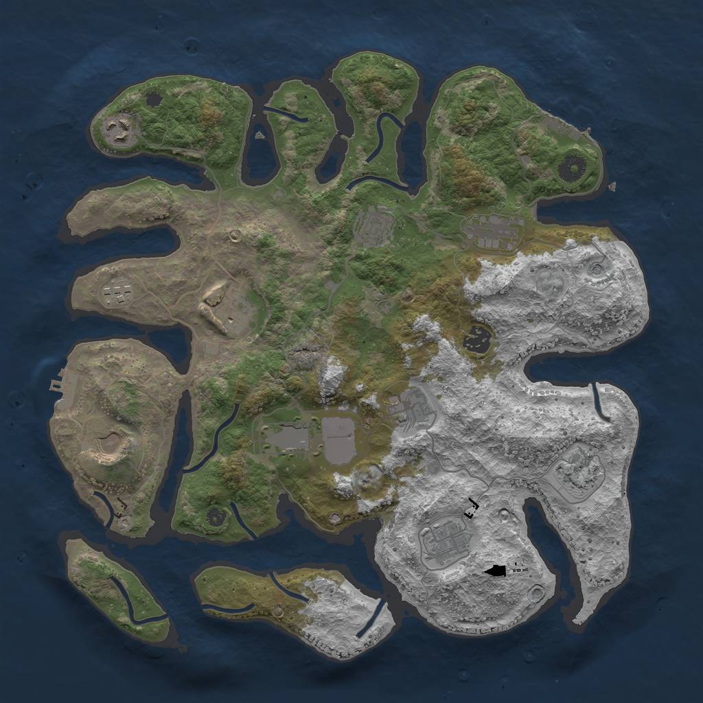 Rust Map: Procedural Map, Size: 3850, Seed: 1022245754, 16 Monuments