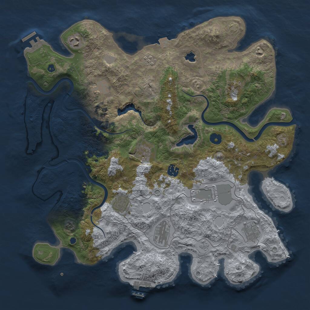 Rust Map: Procedural Map, Size: 4000, Seed: 5616451, 16 Monuments