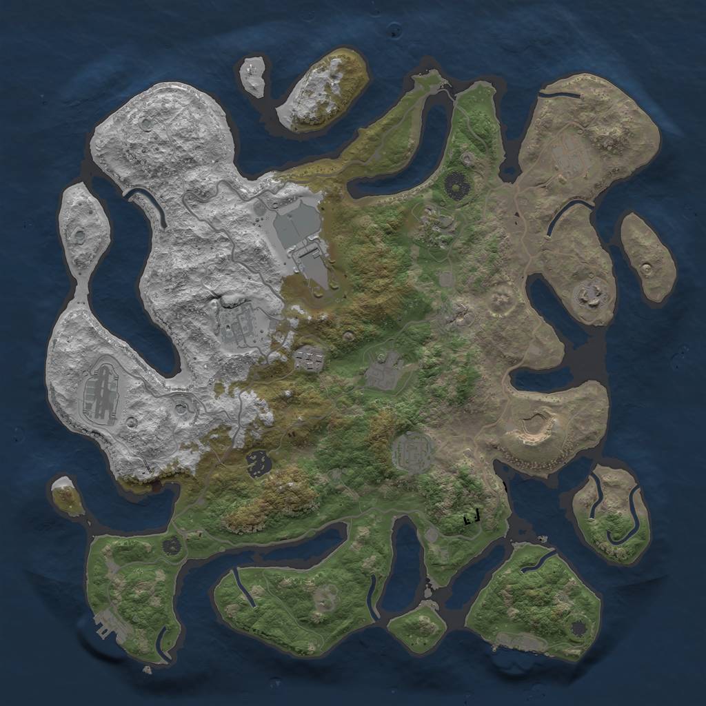 Rust Map: Procedural Map, Size: 4000, Seed: 790230408, 16 Monuments