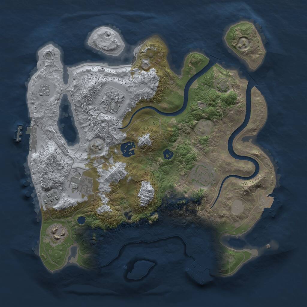 Rust Map: Procedural Map, Size: 3000, Seed: 2138308463, 12 Monuments