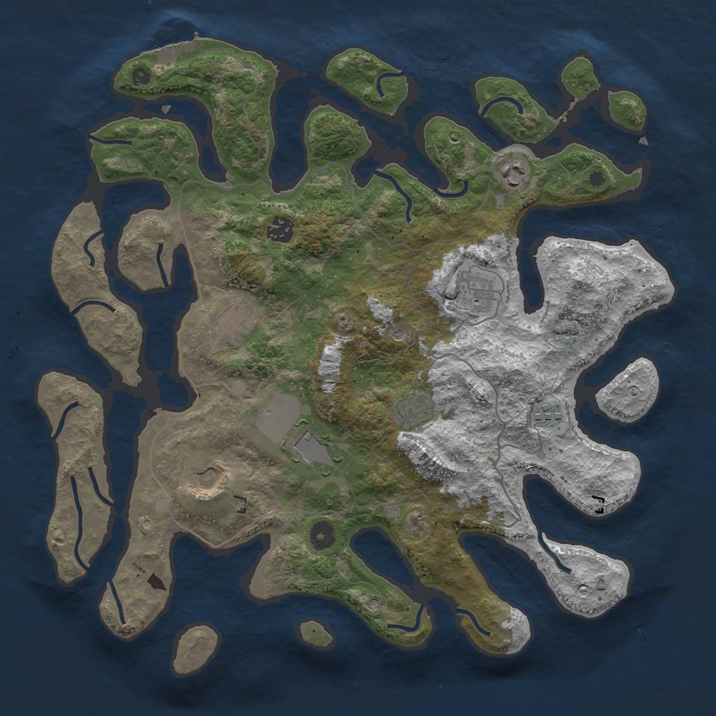 Rust Map: Procedural Map, Size: 4000, Seed: 134836823, 12 Monuments
