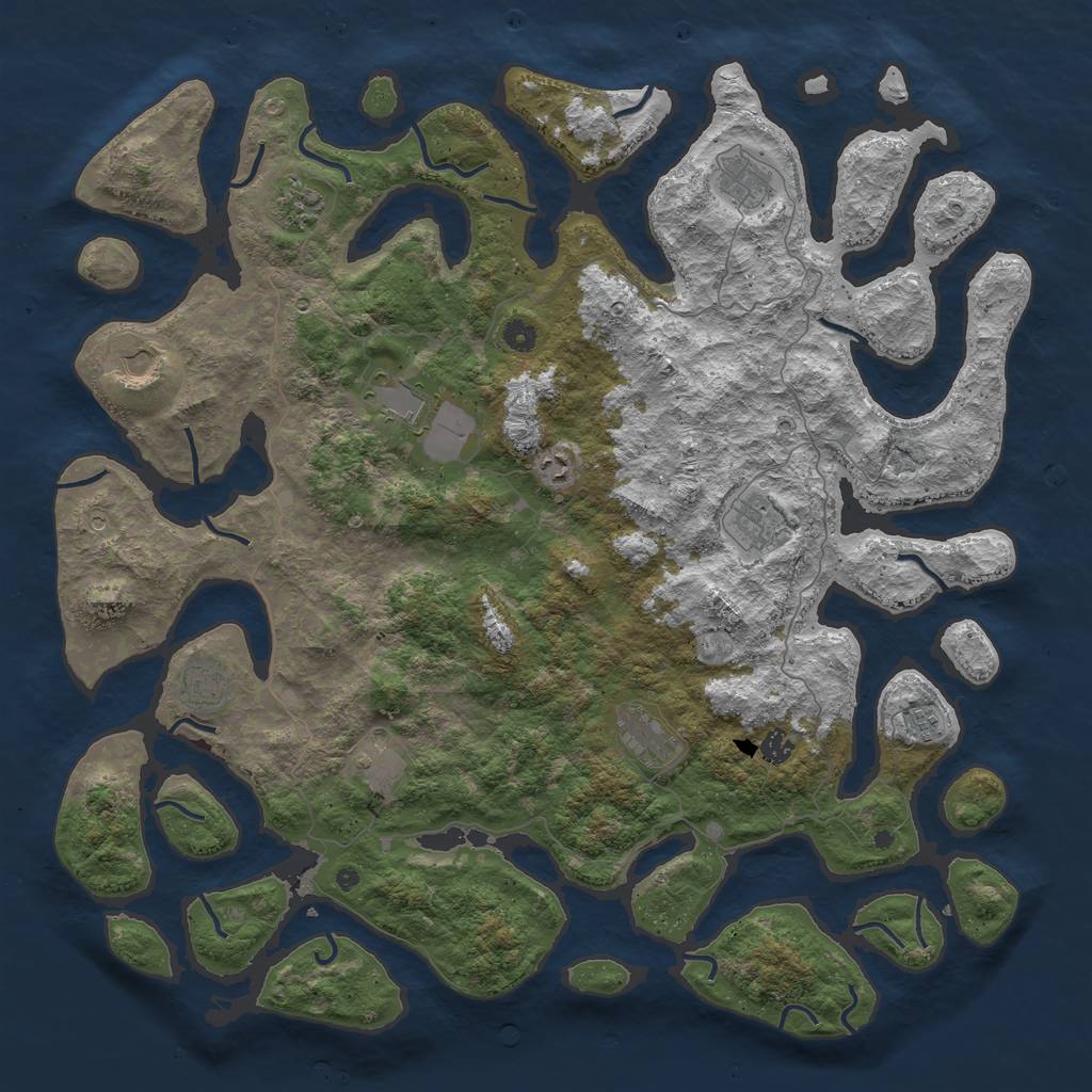 Rust Map: Procedural Map, Size: 5000, Seed: 204486784, 14 Monuments