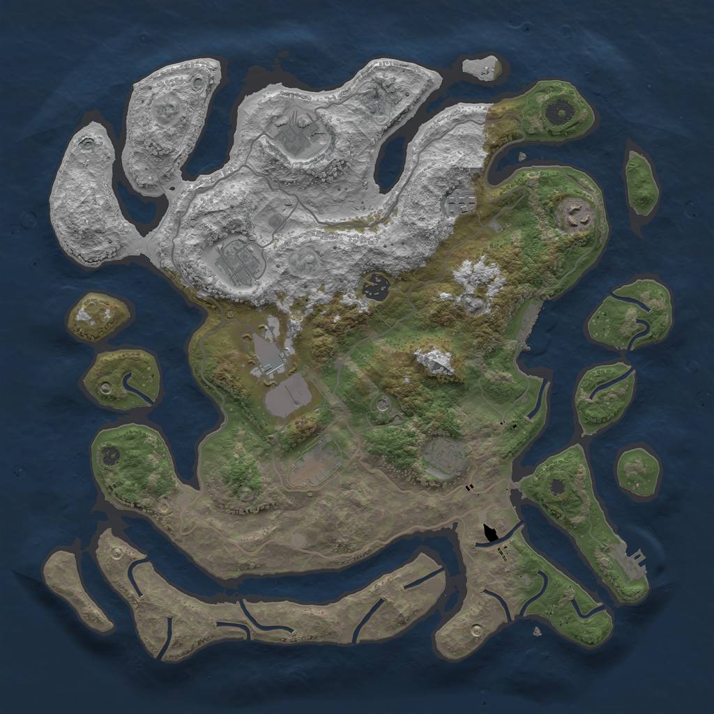 Rust Map: Procedural Map, Size: 4000, Seed: 2142, 13 Monuments