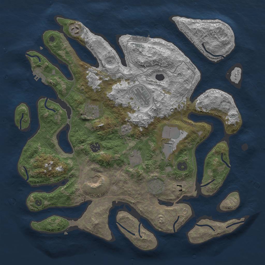 Rust Map: Procedural Map, Size: 4000, Seed: 84564, 14 Monuments