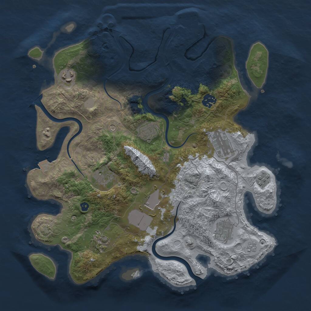 Rust Map: Procedural Map, Size: 3500, Seed: 555118590, 14 Monuments