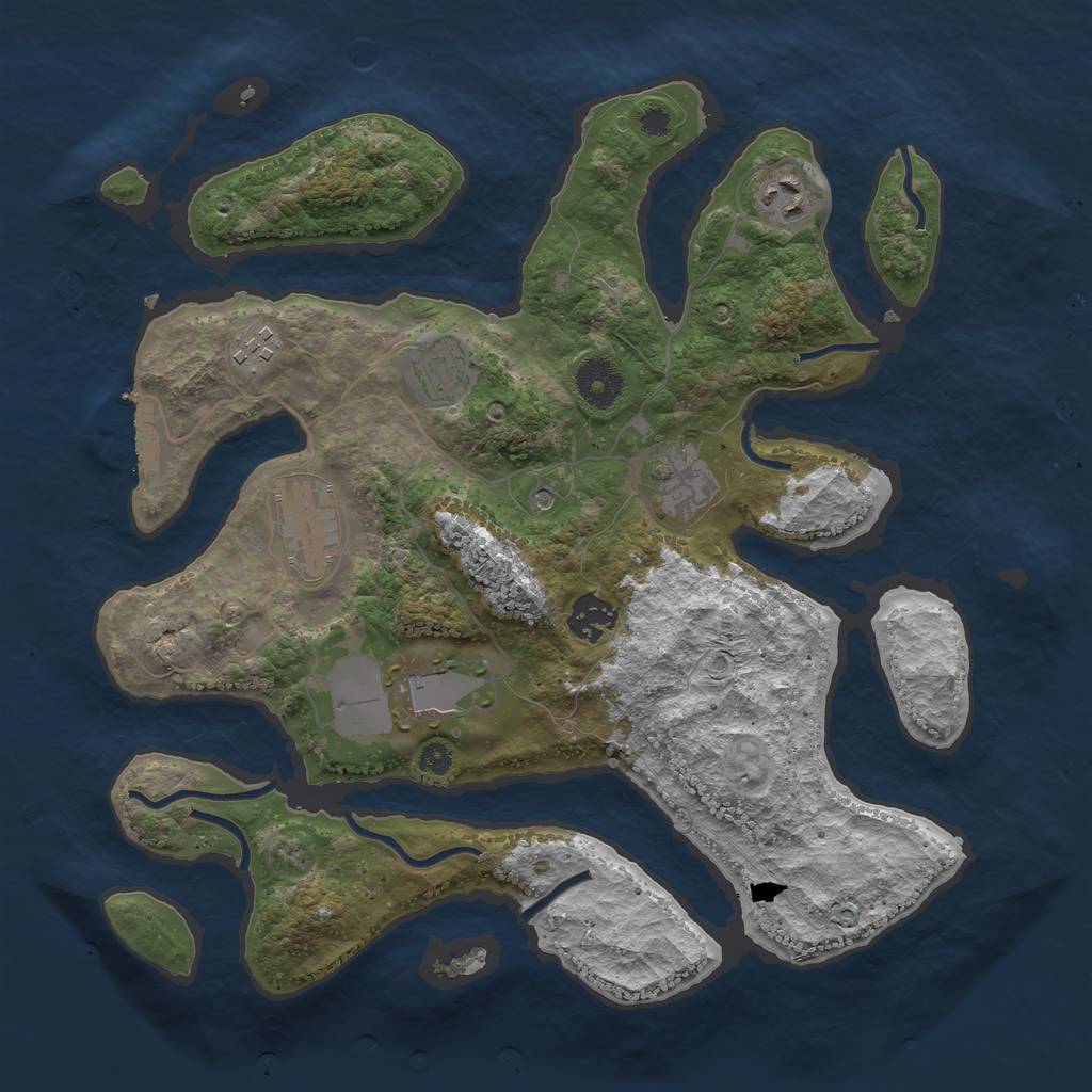 Rust Map: Procedural Map, Size: 3500, Seed: 555118590, 11 Monuments