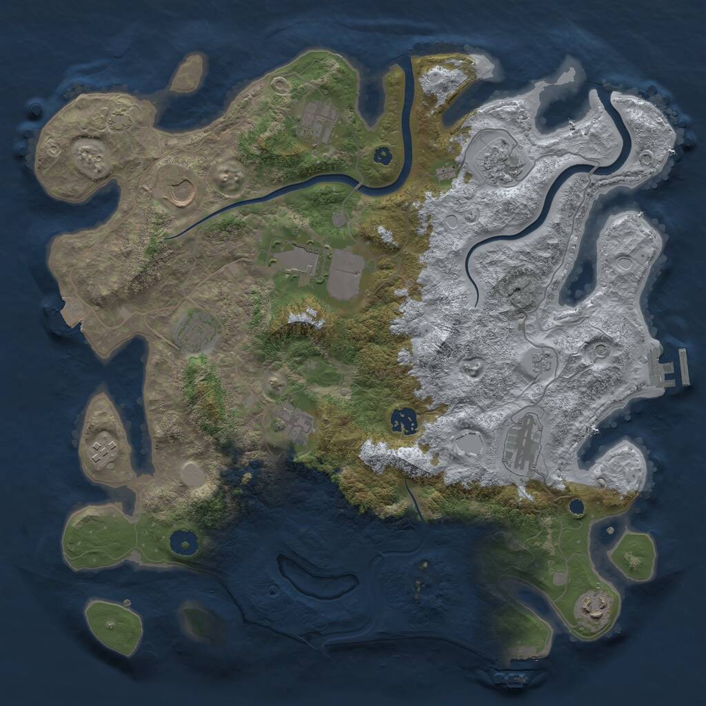 Rust Map: Procedural Map, Size: 3850, Seed: 932934733, 16 Monuments
