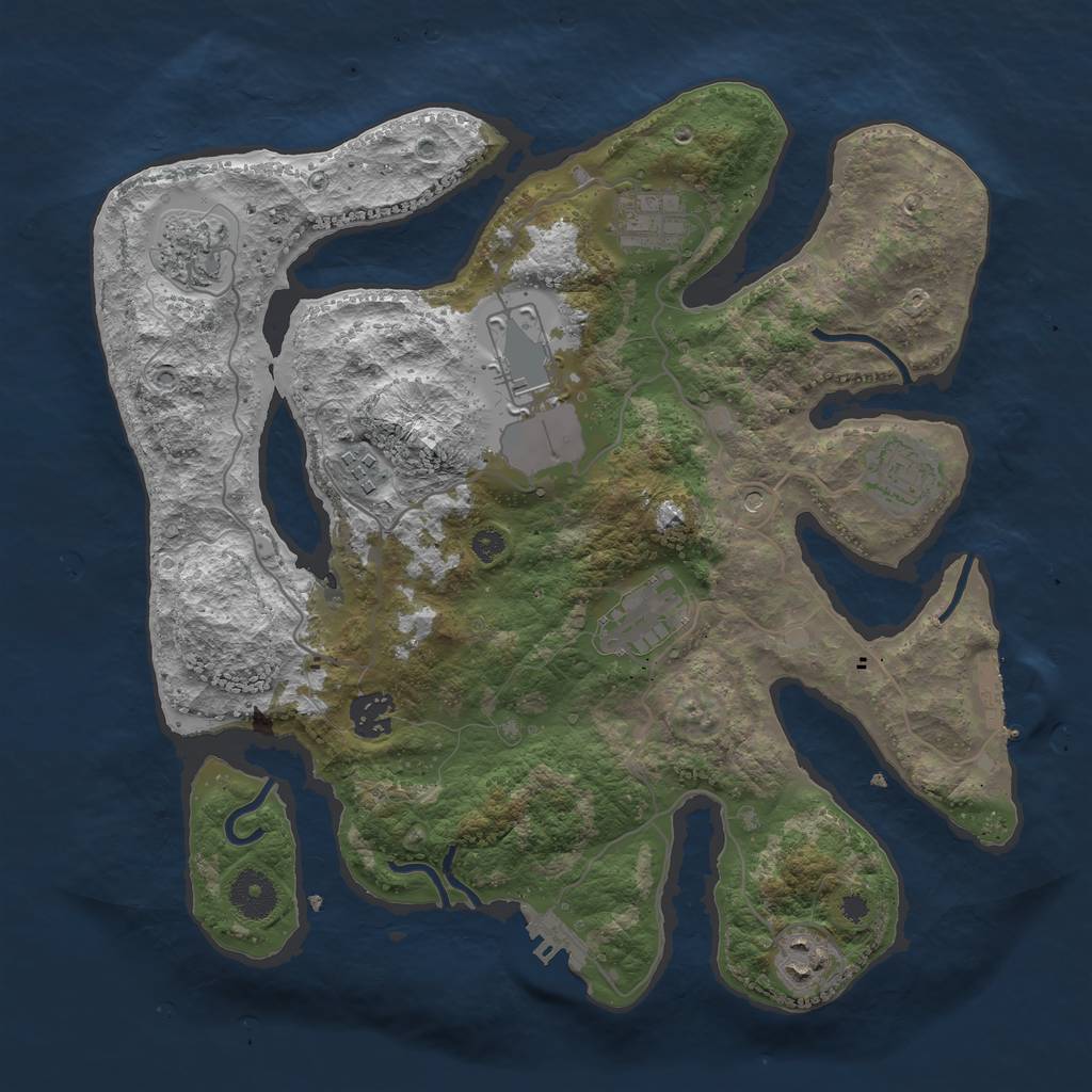 Rust Map: Procedural Map, Size: 3500, Seed: 990466709, 13 Monuments