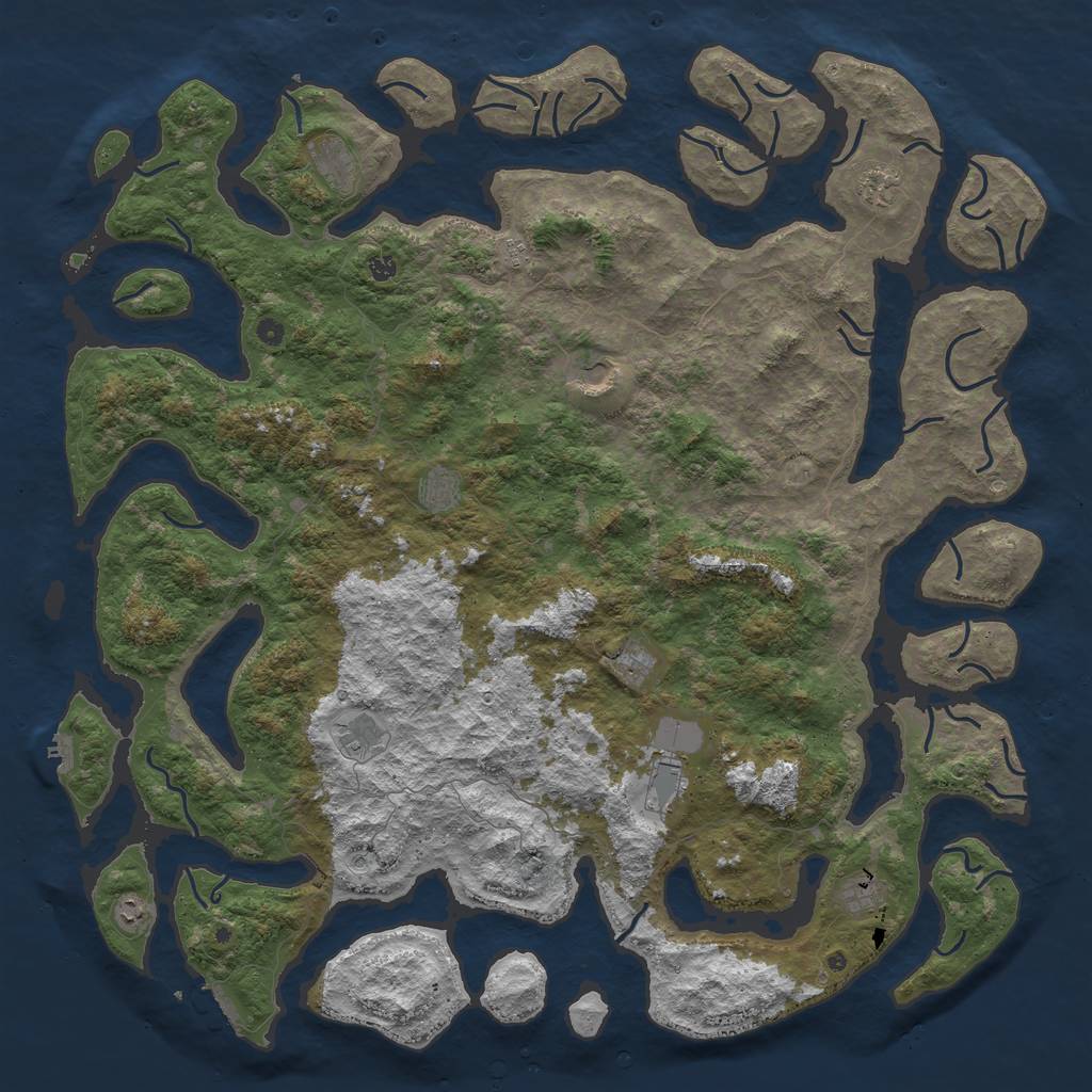 Rust Map: Procedural Map, Size: 6000, Seed: 80374, 16 Monuments