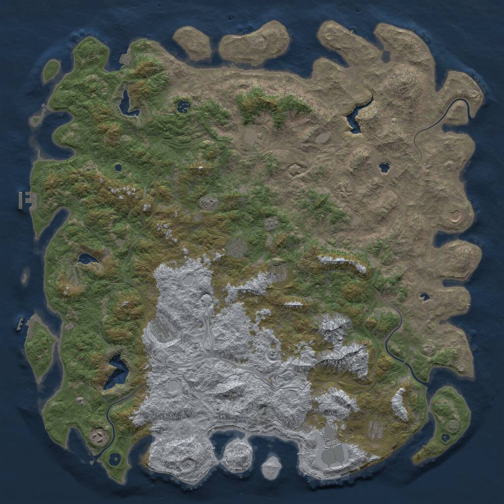 Rust Map: Procedural Map, Size: 6000, Seed: 80374, 17 Monuments