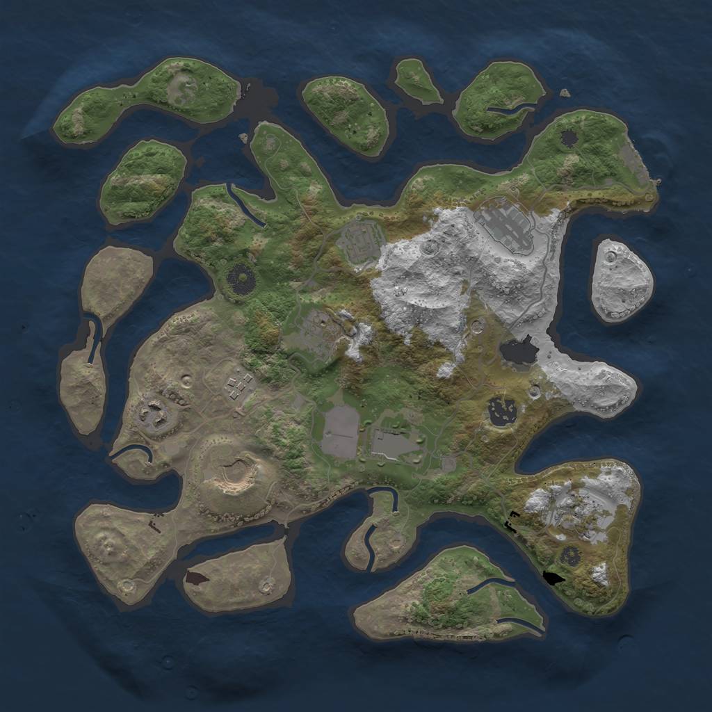 Rust Map: Procedural Map, Size: 3600, Seed: 8884188, 13 Monuments