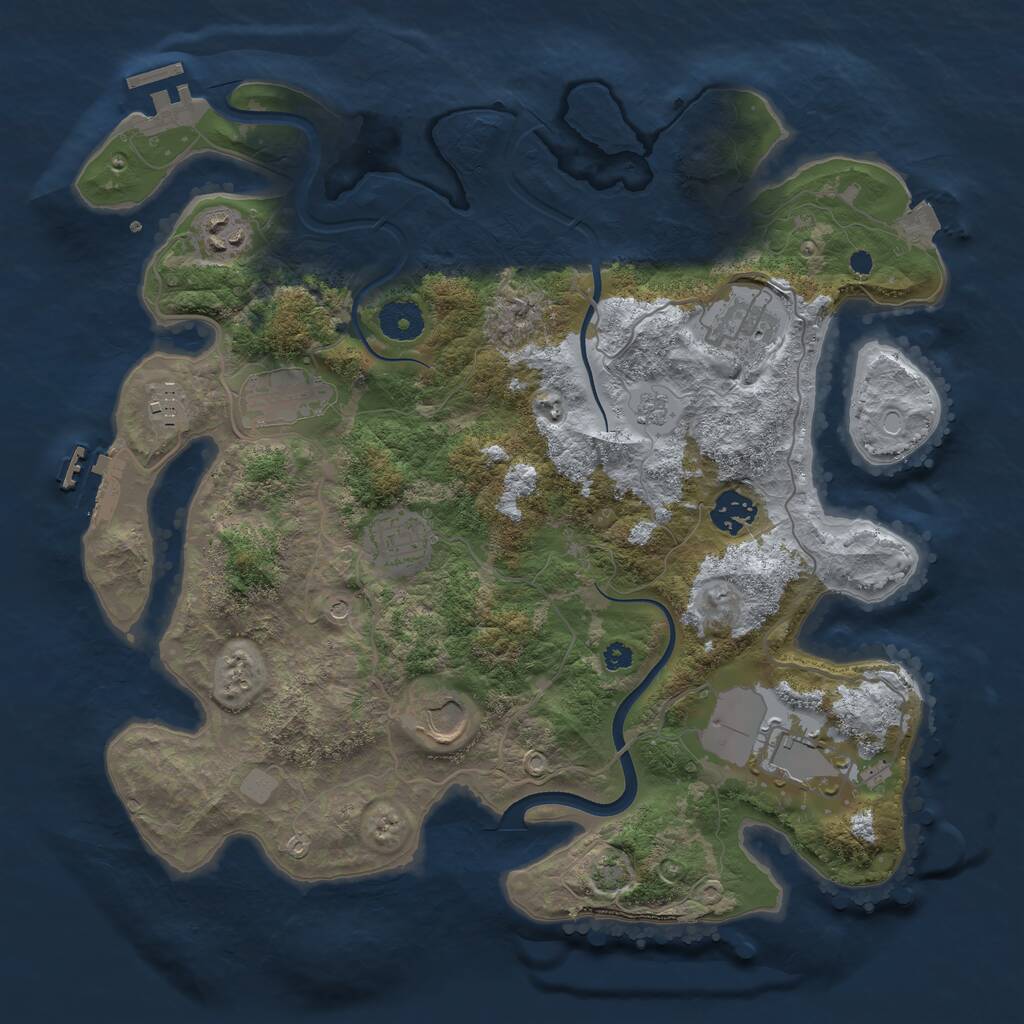 Rust Map: Procedural Map, Size: 3600, Seed: 8884188, 14 Monuments