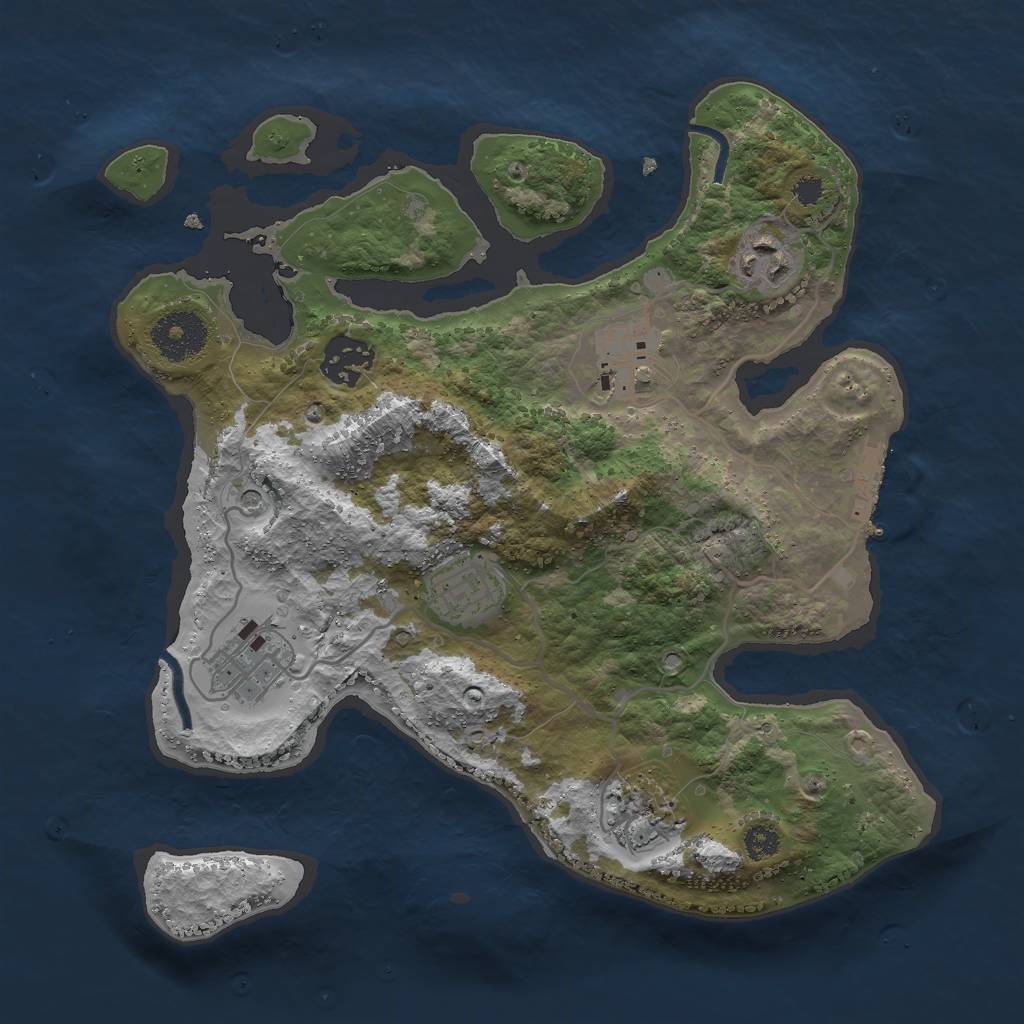 Rust Map: Procedural Map, Size: 3000, Seed: 5581346, 10 Monuments