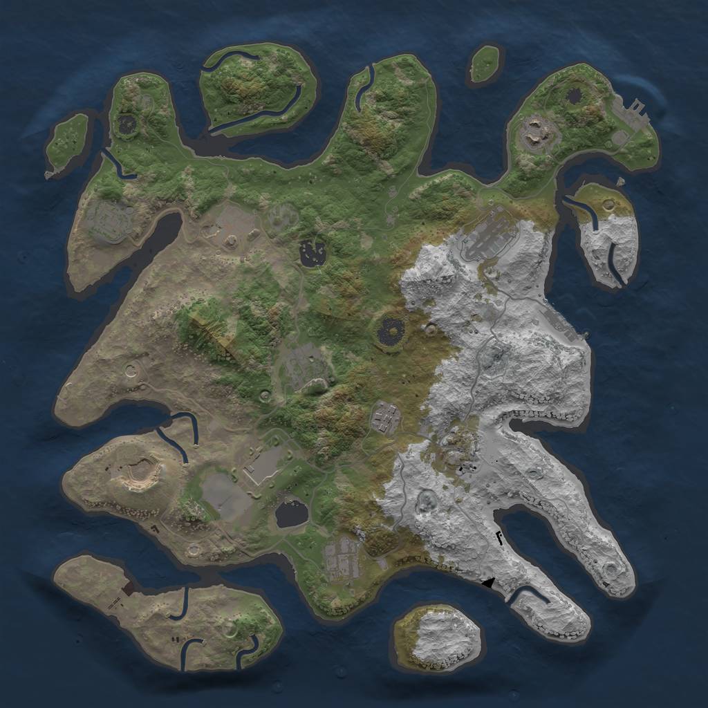 Rust Map: Procedural Map, Size: 3800, Seed: 1073, 16 Monuments