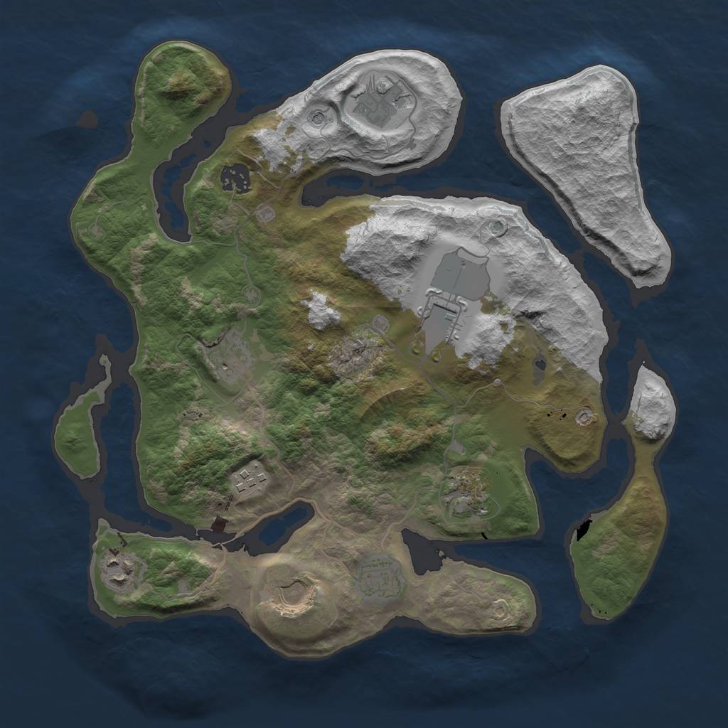 Rust Map: Barren, Size: 3500, Seed: 78546579, 12 Monuments