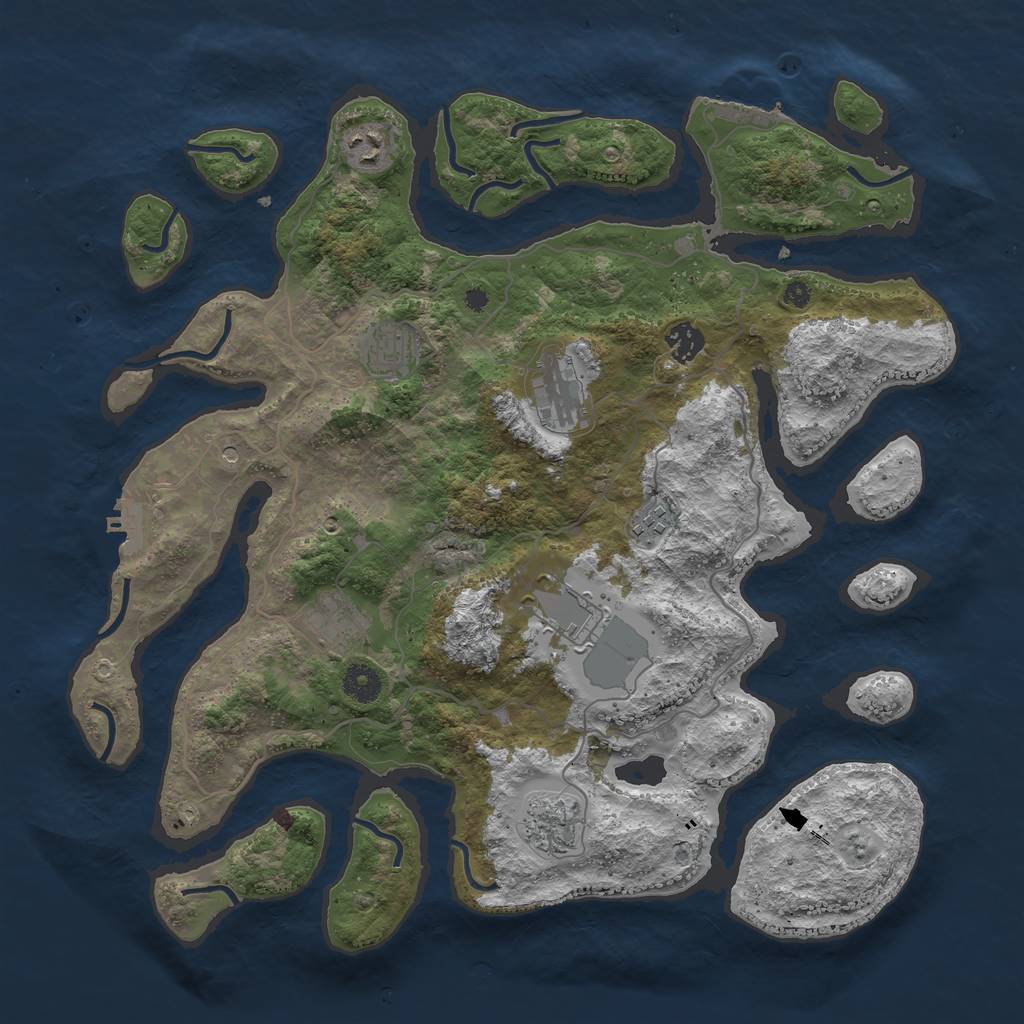 Rust Map: Procedural Map, Size: 4000, Seed: 7392, 13 Monuments