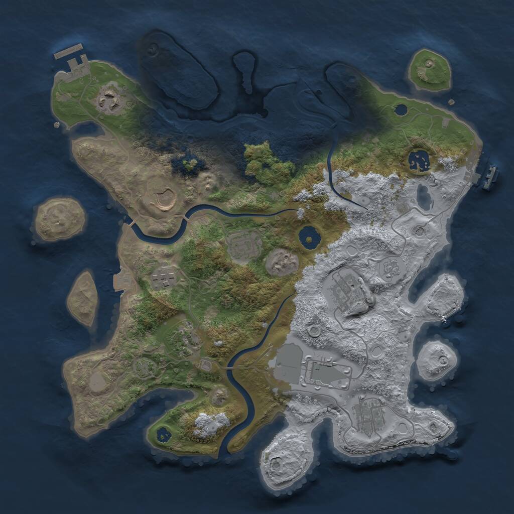 Rust Map: Procedural Map, Size: 3500, Seed: 977665, 15 Monuments