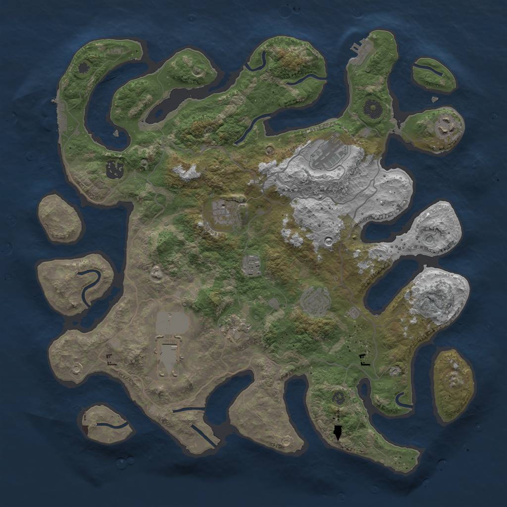 Rust Map: Procedural Map, Size: 4000, Seed: 8198655, 13 Monuments