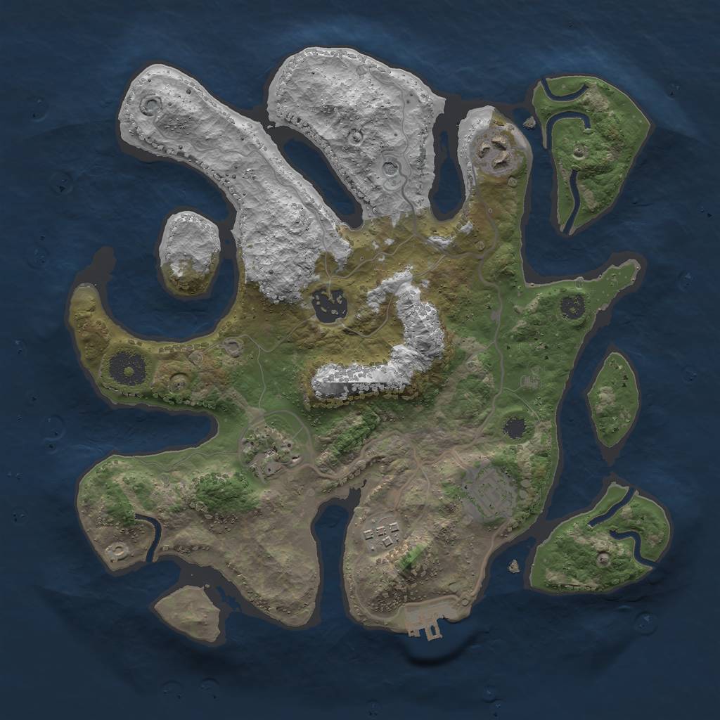 Rust Map: Procedural Map, Size: 3000, Seed: 2222343, 9 Monuments