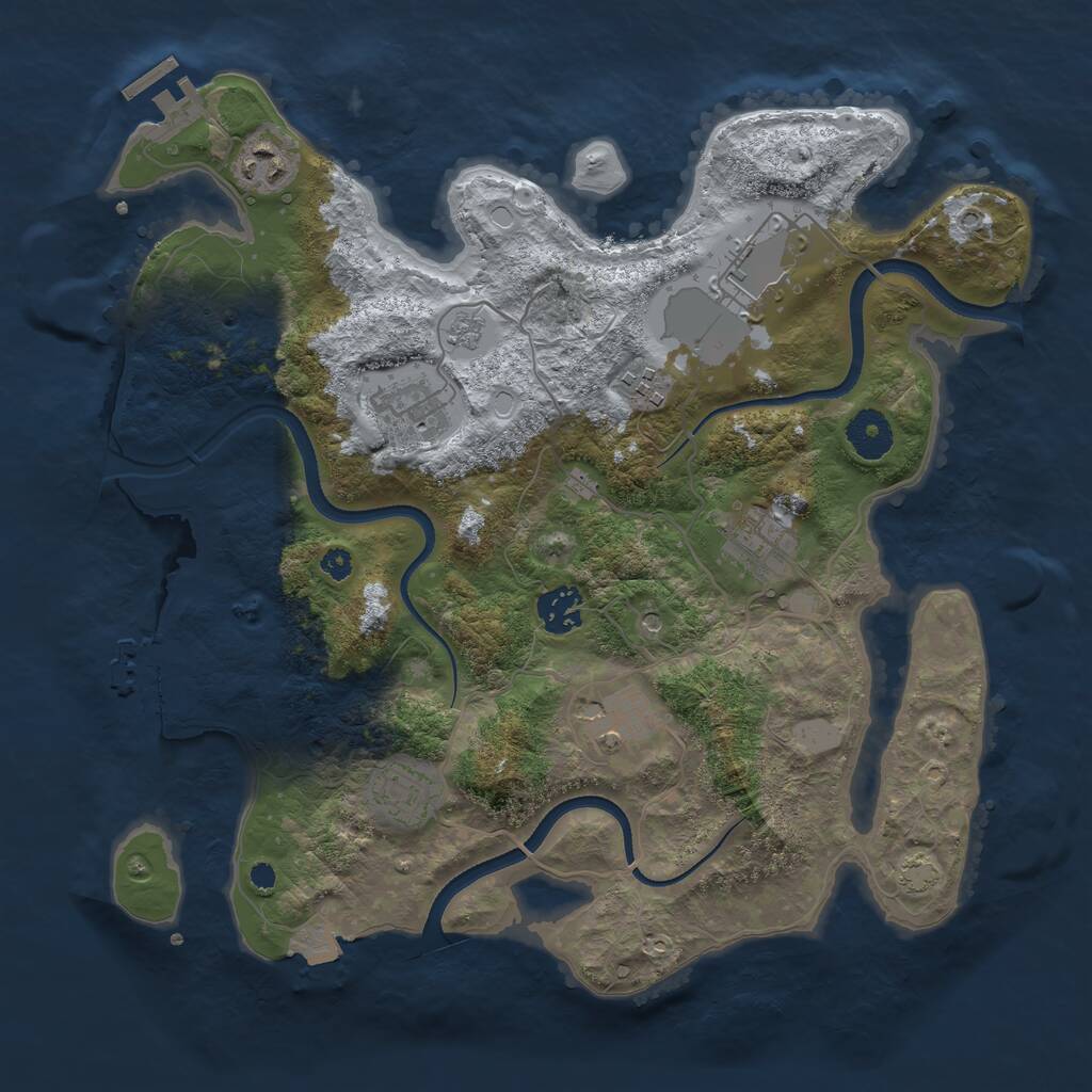 Rust Map: Procedural Map, Size: 3500, Seed: 1145028179, 14 Monuments