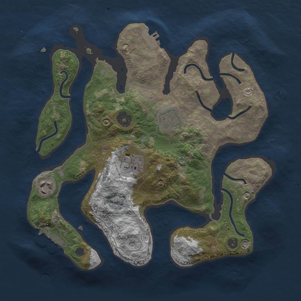 Rust Map: Procedural Map, Size: 3000, Seed: 1539977463, 8 Monuments