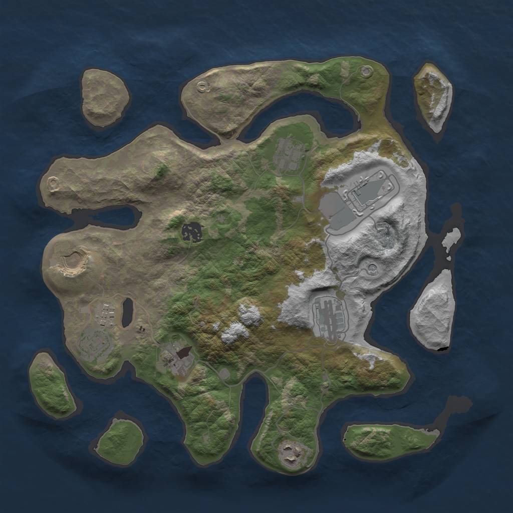 Rust Map: Barren, Size: 3600, Seed: 750300, 12 Monuments