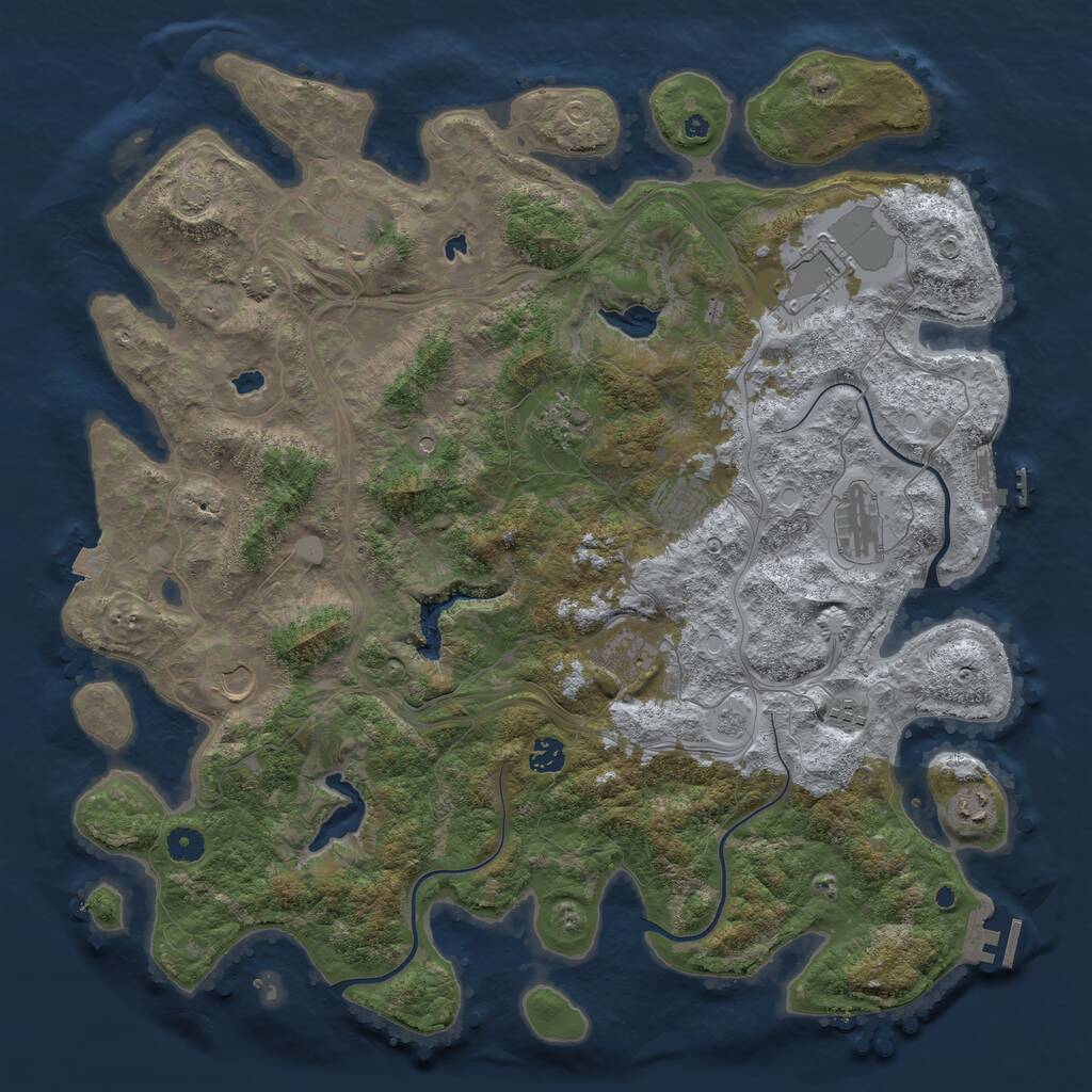 Rust Map: Procedural Map, Size: 4500, Seed: 738014090, 16 Monuments