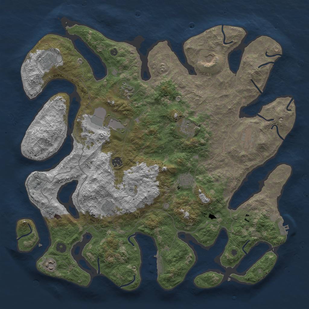 Rust Map: Procedural Map, Size: 4500, Seed: 283750873, 16 Monuments