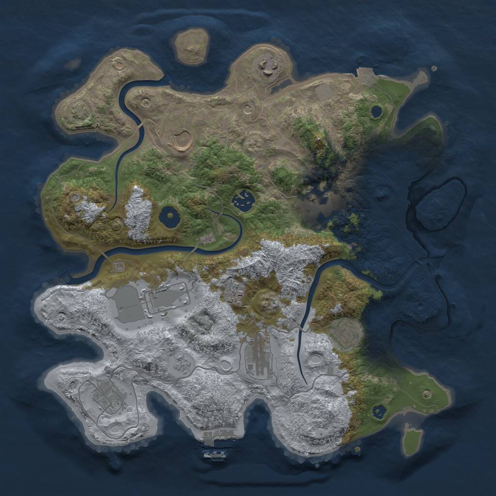 Rust Map: Procedural Map, Size: 3551, Seed: 5878155, 14 Monuments