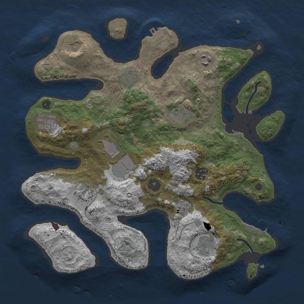 Rust Map: Procedural Map, Size: 3551, Seed: 5878155, 14 Monuments