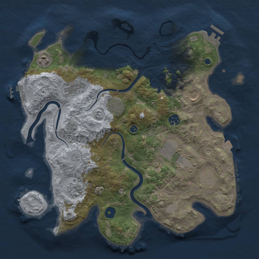 Rust Map: Procedural Map, Size: 3500, Seed: 420911, 15 Monuments